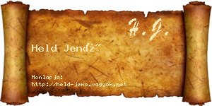 Held Jenő névjegykártya